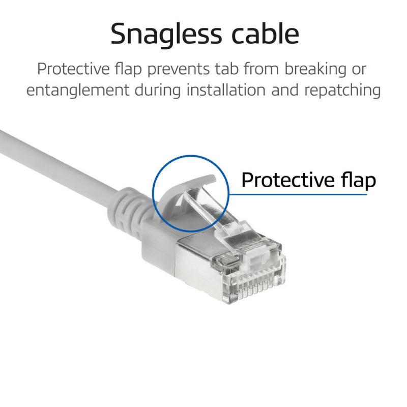 ACT pelēks 1,5m LSZH S/FTP CAT6A slimais savienojuma kabelis ar aizsargātiem RJ45 (DB7051)