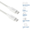 ACT USB 2.0 60W uzlādes/datu kabelis USB-C uz USB-C, balts, 2 m (AC3081)