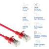 ACT Sarkans 0,5m LSZH S/FTP CAT6A Slimline savienojuma kabelis ar aizsargātiem RJ45 (DB7500)