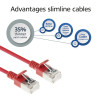 ACT Sarkans 0,5m LSZH S/FTP CAT6A Slimline savienojuma kabelis ar aizsargātiem RJ45 (DB7500)