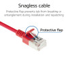 ACT Sarkans 0,5m LSZH S/FTP CAT6A Slimline savienojuma kabelis ar aizsargātiem RJ45 (DB7500)
