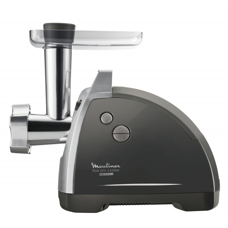 Moulinex ME6868 HV8 Pro 4-in-1 gaļas maļamā mašīna, 2200 W, 4,5 kg/min, 3 nerūsējošā tērauda diski, kebbe un desu uzgaļi, melna/sudraba