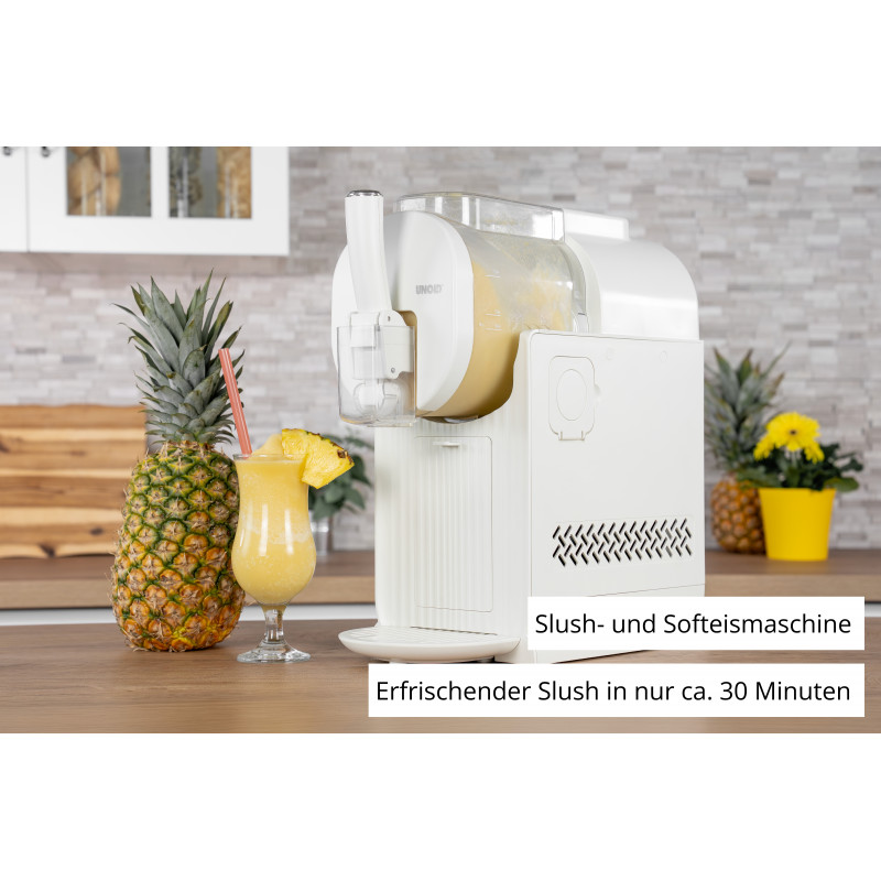 Unold 48965 Sofia 2-in-1 smalcināto ledu un mīksto saldējumu gatavotājs, 1,5L, 150W, 5 programmas, melns