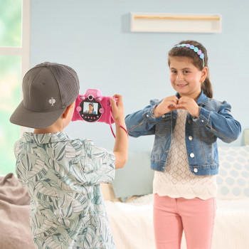 VTech Kidizoom Duo FX rozā digitālā kamera ar diviem objektīviem, 5MP, 2,4 collu krāsu LCD, spēlēm, microSD slotu, USB, 4x AA 80-519954
