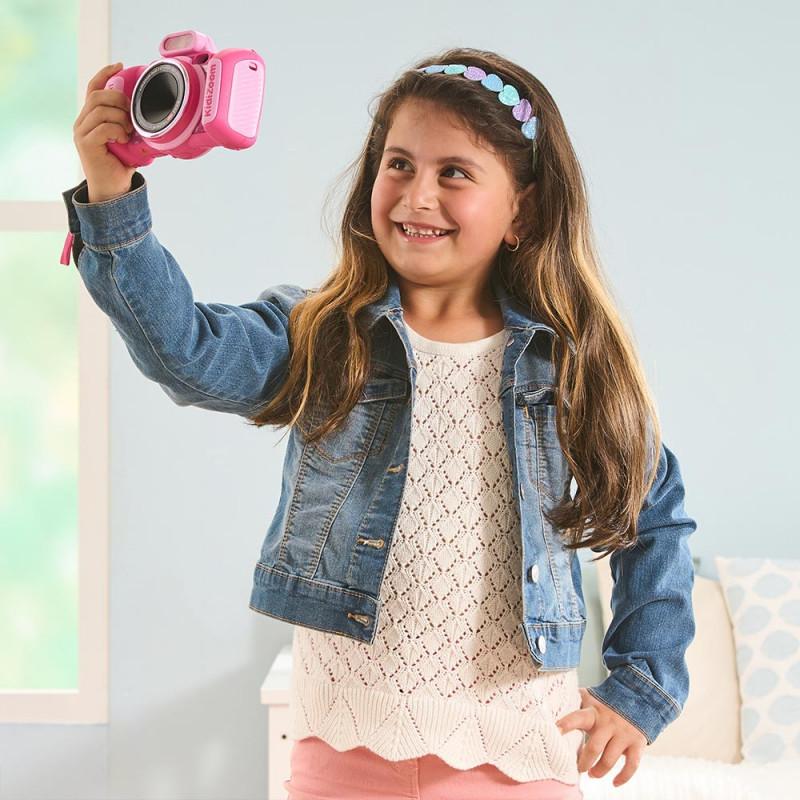 VTech Kidizoom Duo FX rozā digitālā kamera ar diviem objektīviem, 5MP, 2,4 collu krāsu LCD, spēlēm, microSD slotu, USB, 4x AA 80-519954