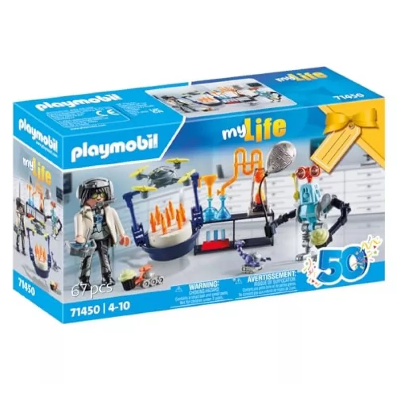 Playmobil 71450 My Life: Researchers with Robots Science-themed Party in the Lab Including a Transport Drone and Robots Fun Imaginative Role-play Arti