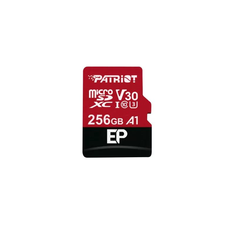 MicroSDXC atmiņas karte PATRIOT PEF256GEP31MCX 256 GB Class 10 U3 V30 Lasīšanas ātrums 100 MB/s Rakstīšanas ātrums 80 MB/s ar SD adapteri