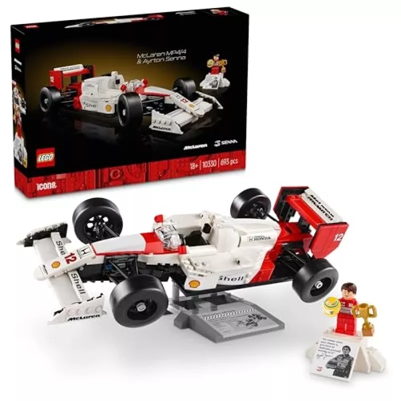 LEGO komplekts McLaren MP4/4 Ayrton Senna 10330 — LEGO ICONS mēroga modeļa eksponāts