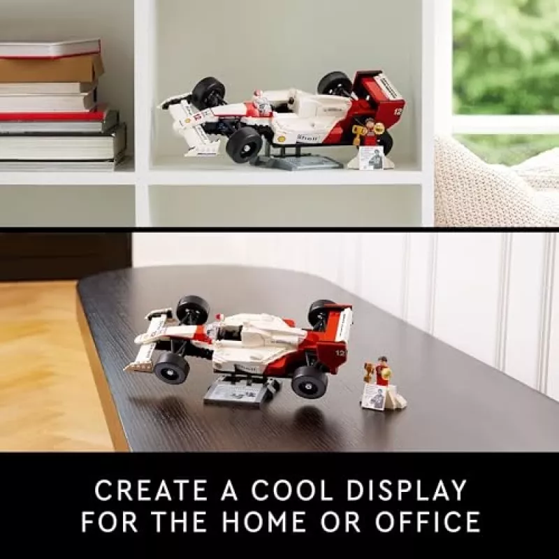 LEGO komplekts McLaren MP4/4 Ayrton Senna 10330 — LEGO ICONS mēroga modeļa eksponāts