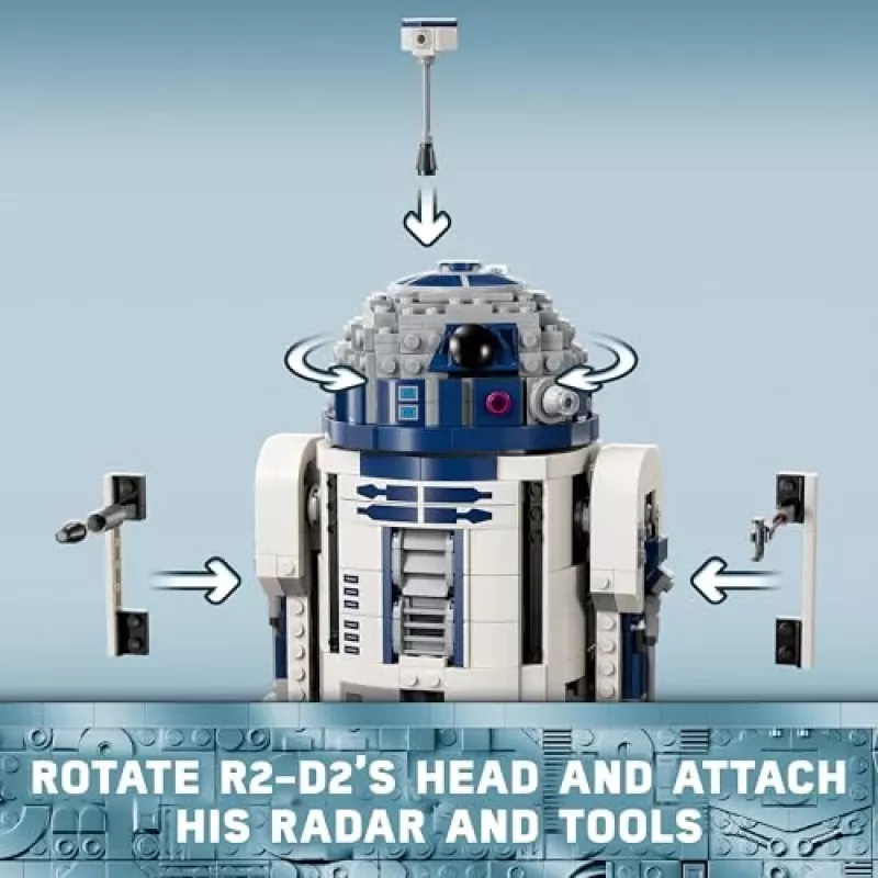 LEGO būvējamais droīds R2‑D2 komplekts 75379 — 1 050 detaļas, 10+ gadi, 160×110×240 mm, 0,24 kg