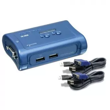 TRENDnet 2 portu USB KVM slēdzis un kabeļa komplekts, 2048 x 1536 izšķirtspēja, ierīču uzraudzība, automātiskā skenēšana, skaņas signāli, USB 1.1, atbilst