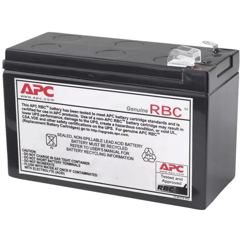 APC baterijas maiņas kasetne APCRBC110 (OEM), Aizzīmogota svina-skābes (VRLA), 1 gab., 84 VAh, melna, RoHS, 2,5 kg