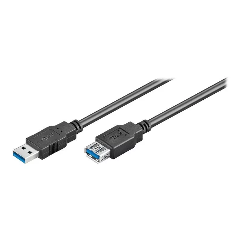 Wentronic Goobay USB 3.0 SuperSpeed pagarinātājs, melns, 3 m - USB 3.0 spraudnis (A tips) > USB 3.0 ligzda (A tips) (93999)