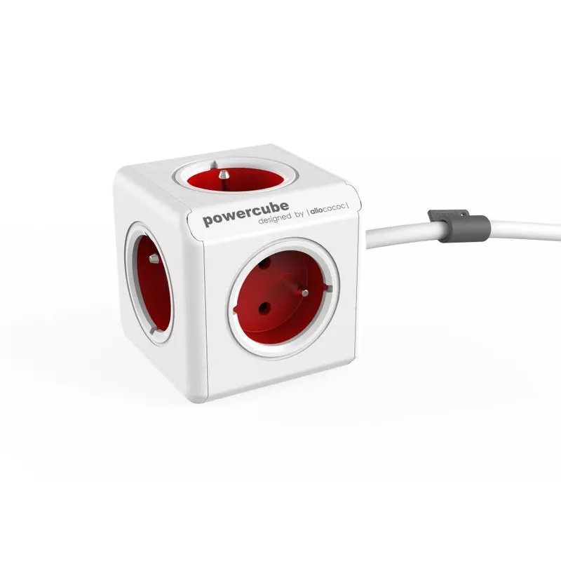 Allocacoc PowerCube Extended - 1,5m - Pelēks - Sarkans - 220 - 240V (PowerCube Extended 1,5M R)