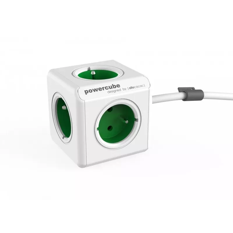 Allocacoc PowerCube Extended Type E pagarinātājs 1,5 m 5 AC kontaktligzdas Iekštelpām Zaļš