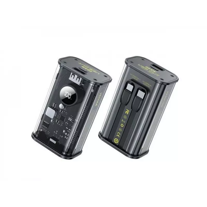 Ārējais akumulators WK-WP-345_Melns, 1000 mAh ātrā uzlāde