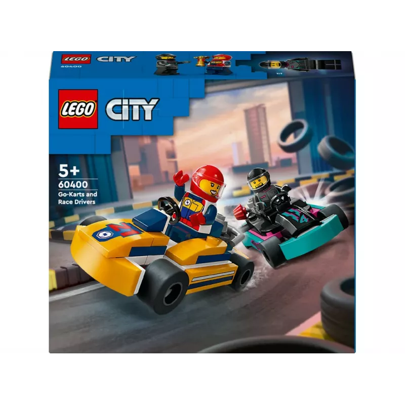 Konstrukciju rotaļlieta LEGO 60400 City Go-Karts with Racers – spēles komplekts ar miniatūrfigūrām un transportlīdzekļiem