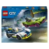 LEGO City rotaļu komplekts 60415 Policijas auto un muskuļauto pakaļdzīšanās — 213 elementi, 2 minifigūras, vecumam 6+