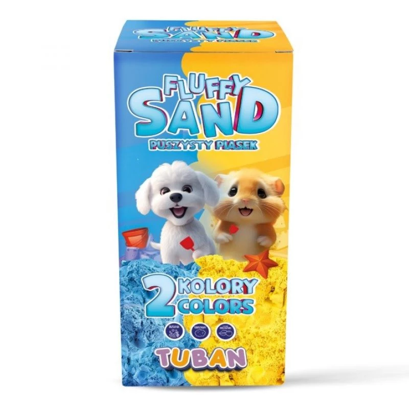 Bērnu radošais komplekts TUBAN Tuban SET FLUFFY SAND – zils un dzeltens, 2 × 70 g, vecumam 3+