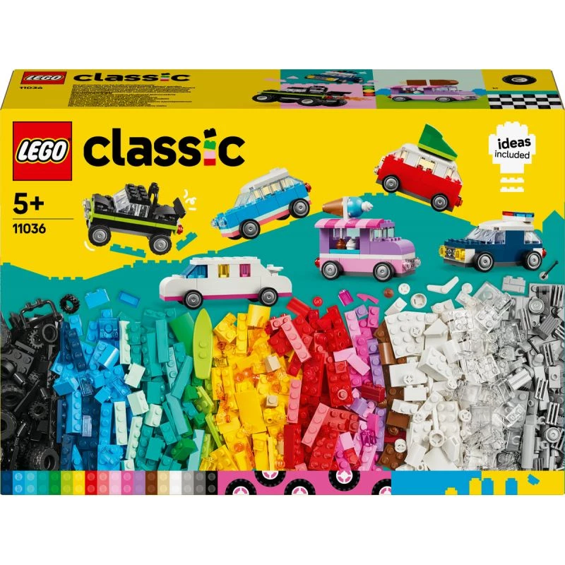 LEGO Classic Creative Vehicles Colourful Model Cars Kit Featuring a Police Car Toy & 11023 Classic zaļa Baseplate Square 32x32 Stud Building Grass