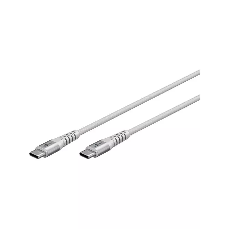 super-soft USB 2.0 Braided kabelis, USB-C Plug > USB-C Plug (balts, 3 metri)