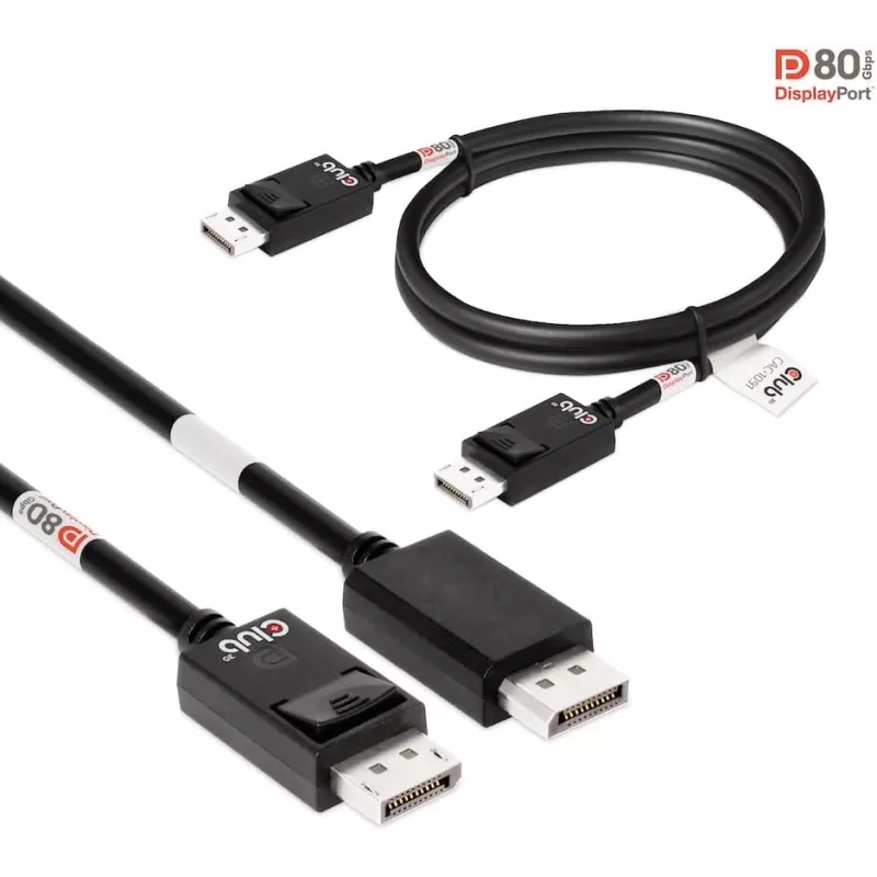 CLUB3D DisplayPort 2.1 Divvirzienu VESA DP80 sertificēts kabelis 4K240Hz, 8K60Hz vai 10K30Hz M/M 1,2 m/3,94 pēdas