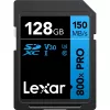 SDXC atmiņas karte Lexar 128GB UHS-I 800xPRO Class 10 U3 V30 — 150 MB/s lasīšana, 45 MB/s rakstīšana, melna