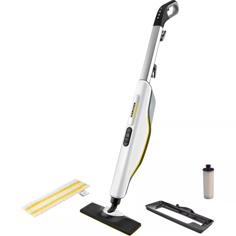 Tvaika mops Kärcher SC 3 UPRIGHT — 0,5 l tvertne, 1600 W, 30 s uzsilšana, noņemama tvertne, paklāju slīdnis