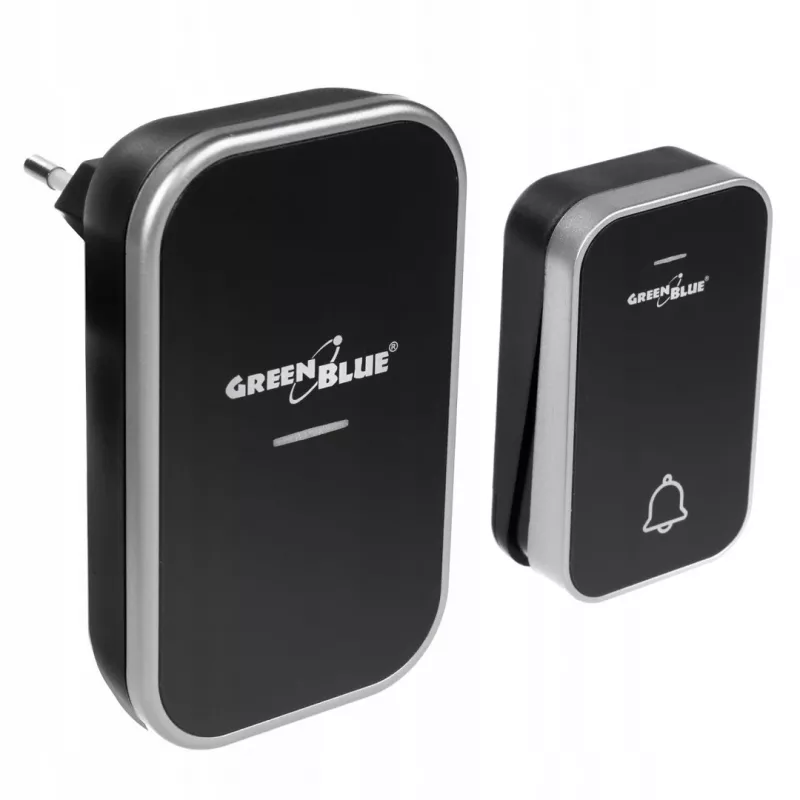 GreenBlue GB157 B Kinetic akumulators-free Wireless Dorr Bell, Melodies, Melns, Range up to 200m, IP44