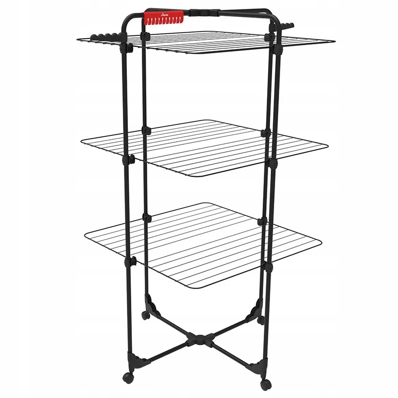 Pie sienas stiprināms veļas žāvētājs VILEDA Mixer 3 Ultimate — tērauda, 30 m žāvēšanas platība, salokāms, riteņi, 131×93×71 cm