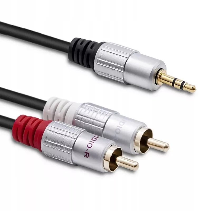 Audio kabelis Qoltec 52339 1m 2xRCA 3.5mm Melns
