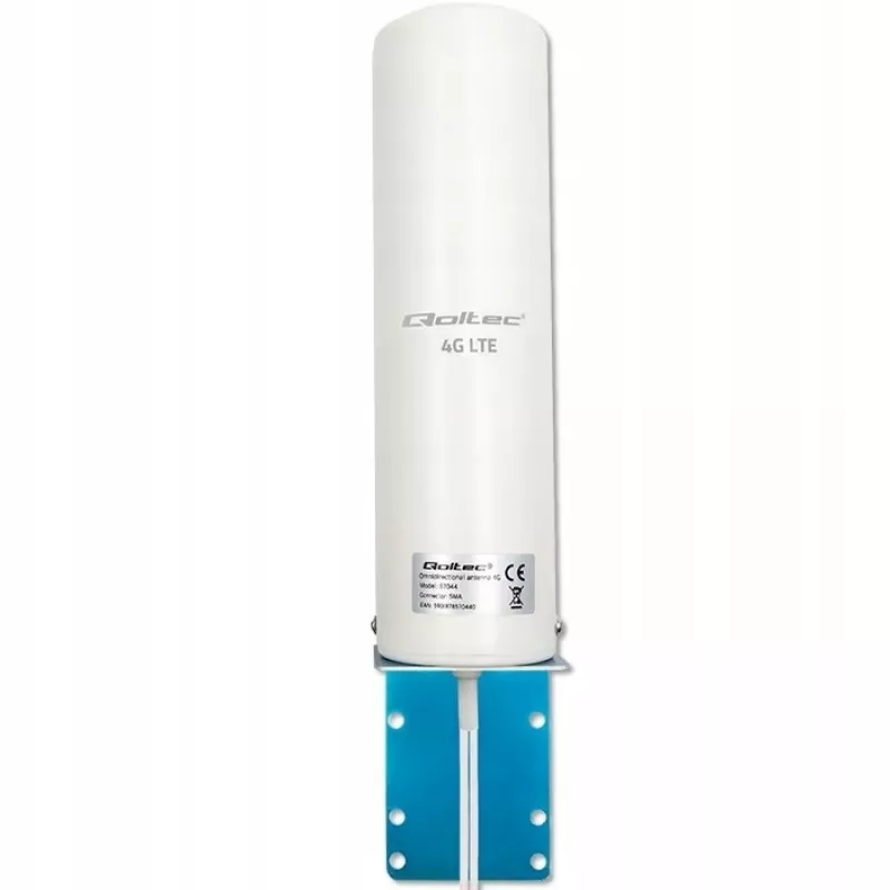 Āra visvirzienu 4G LTE antena QOLTEC 57044, 5 dBi, 600–2700 MHz, 50 W, 50 Ω, balta vara korpuss