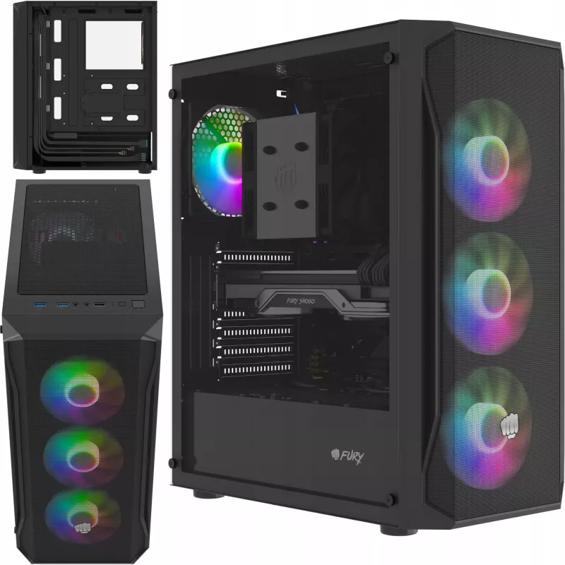 Korpuss Fury Shobo SH4F ar RGB logu un 4 ventilatoriem MIDI datoram
