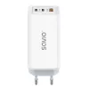SAVIO LA-07 GaN 65W tīkla lādētājs, USB, QC4.0+, PD 3.0, Balts