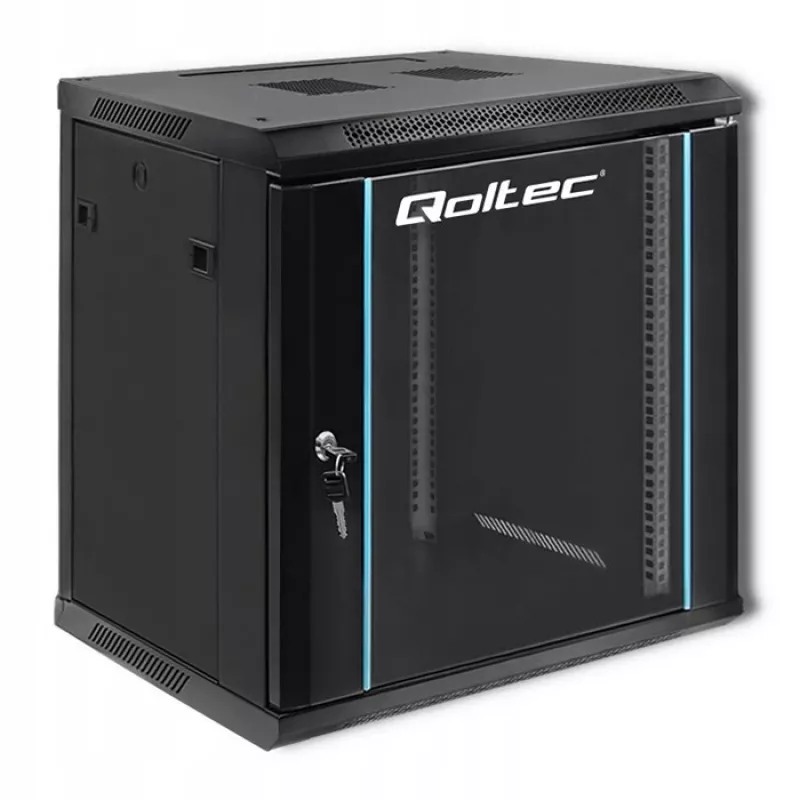19 collu statīva skapis QOLTEC 54464 12U 600x635x450 melns