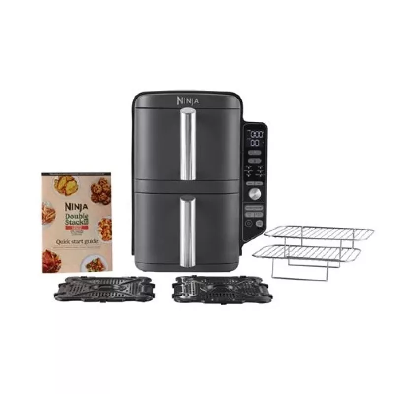 Ninja SL400EU friteze Double 9,5 L 2470 W Karstā gaisa friteze Melna, pelēka