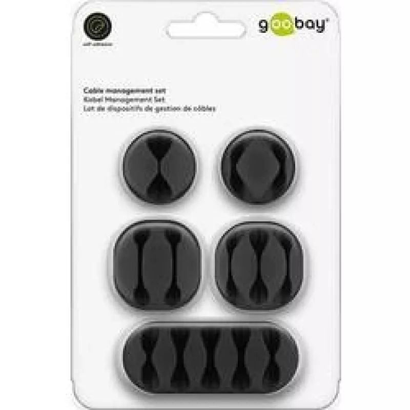 Kabeļu klips Goobay 70683 Galds Siena Melns 5 gab.