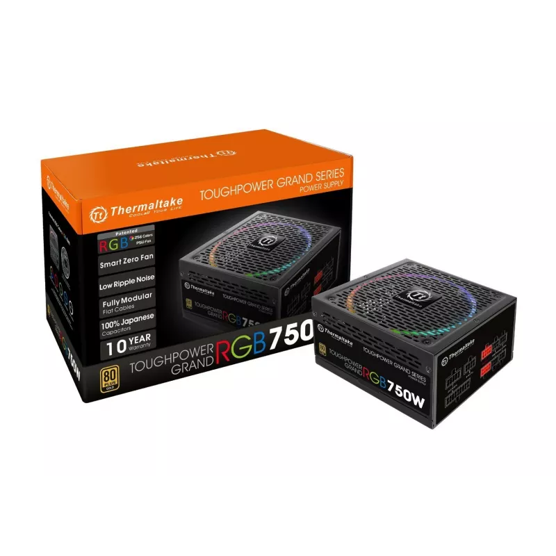 Thermaltake ToughPower Grand RGB 750W Gold - Barošanas bloks (iekšējais) - ATX12V 2.4/ EPS12V 2.92 - 80 PLUS Gold - AC 100-240 V - 750 W - Active PFC -