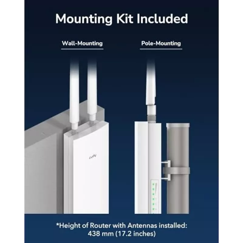 Piekļuves punkts Cudy AP1300 Outdoor — divjoslu 2.4/5 GHz, 300/867 Mbit/s, IP65, PoE, 2 ārējās RP‑SMA antenas