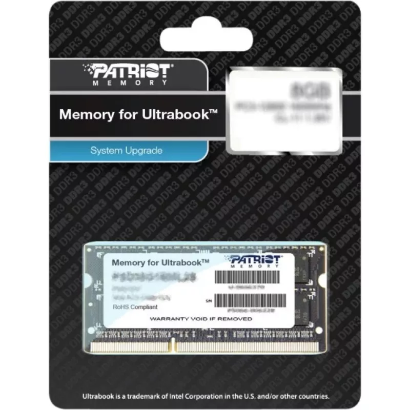 Klēpjdatora atmiņa PATRIOT 8GB DDR3 1600MHz 204-pin SO-DIMM 1.35V