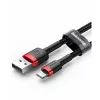 USB-A–Lightning kabelis Baseus Cafule 2.4A QC 3.0, 1 m — melns/sarkans