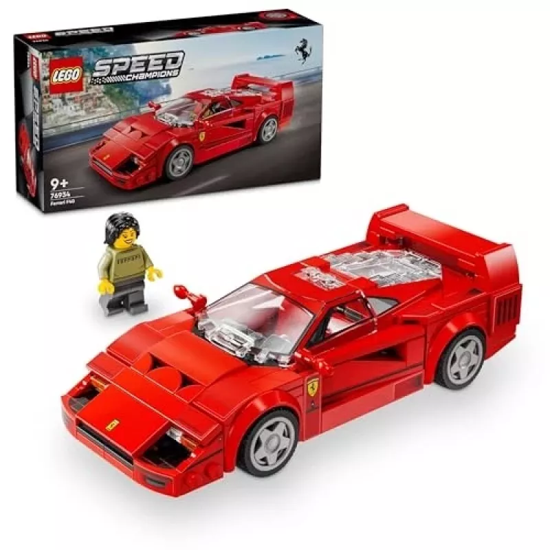 LEGO Speed Champions Ferrari F40 Supercar būvējams transportlīdzeklis rotaļlieta modelis automašīna 9+ gadus veciem zēniem un meitenēm ar vadītāja minifigūru bērnu guļamistabai