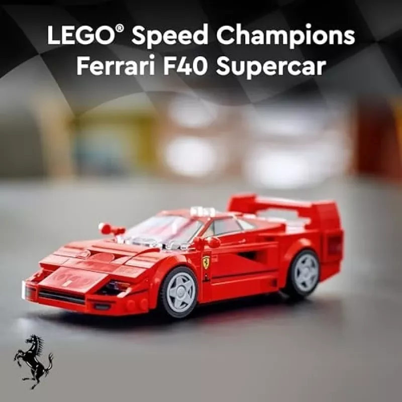LEGO Speed Champions Ferrari F40 Supercar būvējams transportlīdzeklis rotaļlieta modelis automašīna 9+ gadus veciem zēniem un meitenēm ar vadītāja minifigūru bērnu guļamistabai