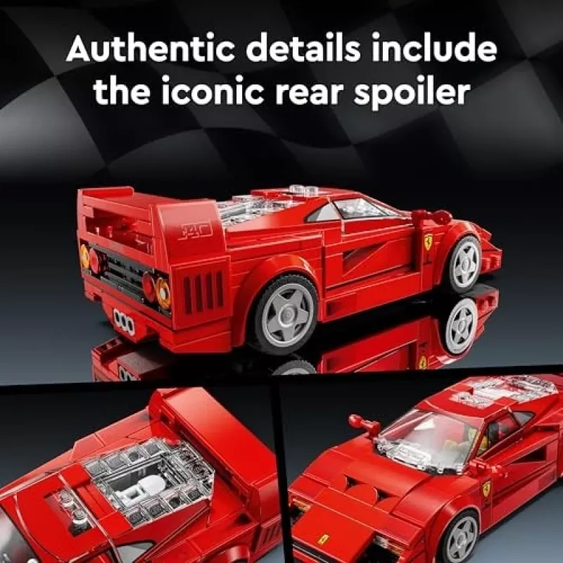 LEGO Speed Champions Ferrari F40 Supercar būvējams transportlīdzeklis rotaļlieta modelis automašīna 9+ gadus veciem zēniem un meitenēm ar vadītāja minifigūru bērnu guļamistabai