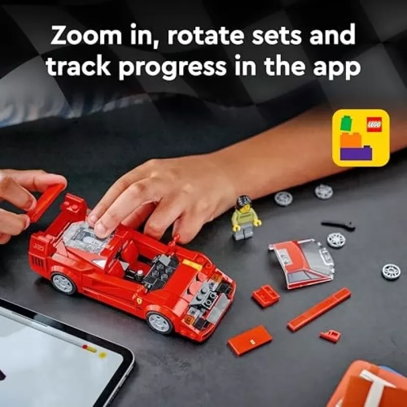 LEGO Speed Champions Ferrari F40 Supercar būvējams transportlīdzeklis rotaļlieta modelis automašīna 9+ gadus veciem zēniem un meitenēm ar vadītāja minifigūru bērnu guļamistabai
