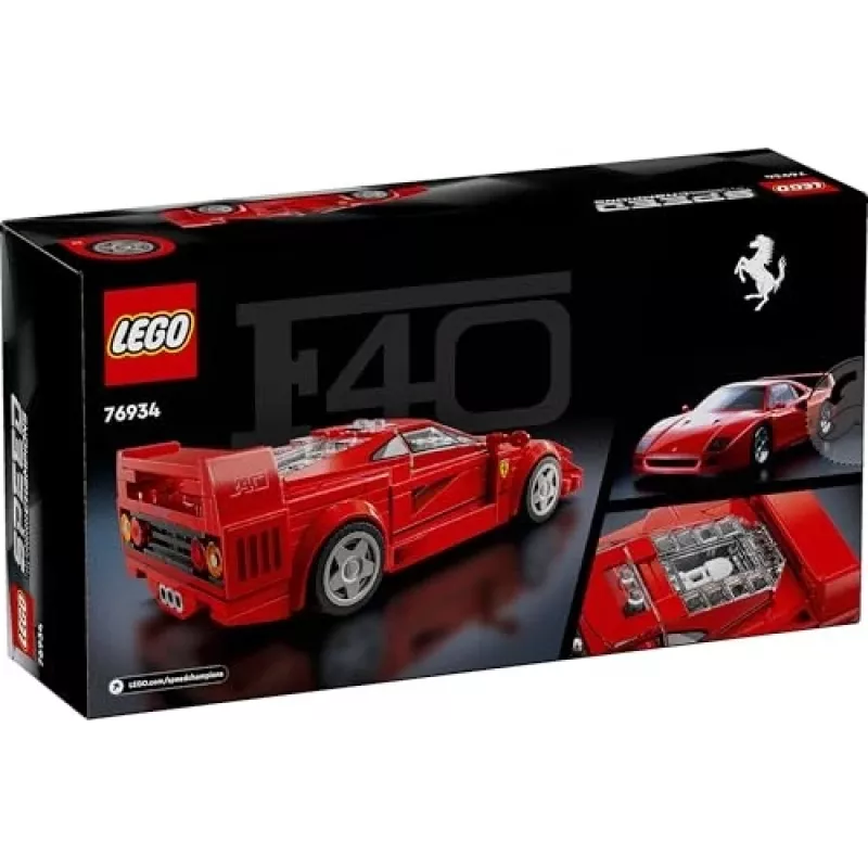 LEGO Speed Champions Ferrari F40 Supercar būvējams transportlīdzeklis rotaļlieta modelis automašīna 9+ gadus veciem zēniem un meitenēm ar vadītāja minifigūru bērnu guļamistabai