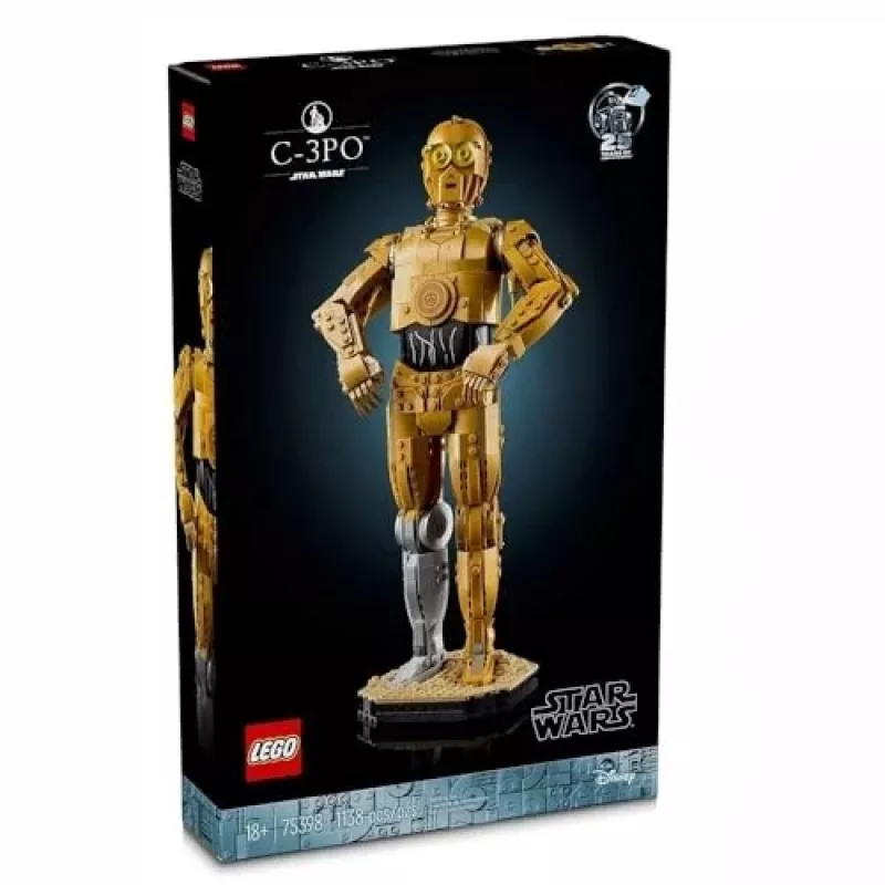 LEGO būvējamā figūra Zvaigžņu kari C-3PO modelis 75398 — 1 138 detaļas, 380 mm izstādāms kolekcionējams priekšmets