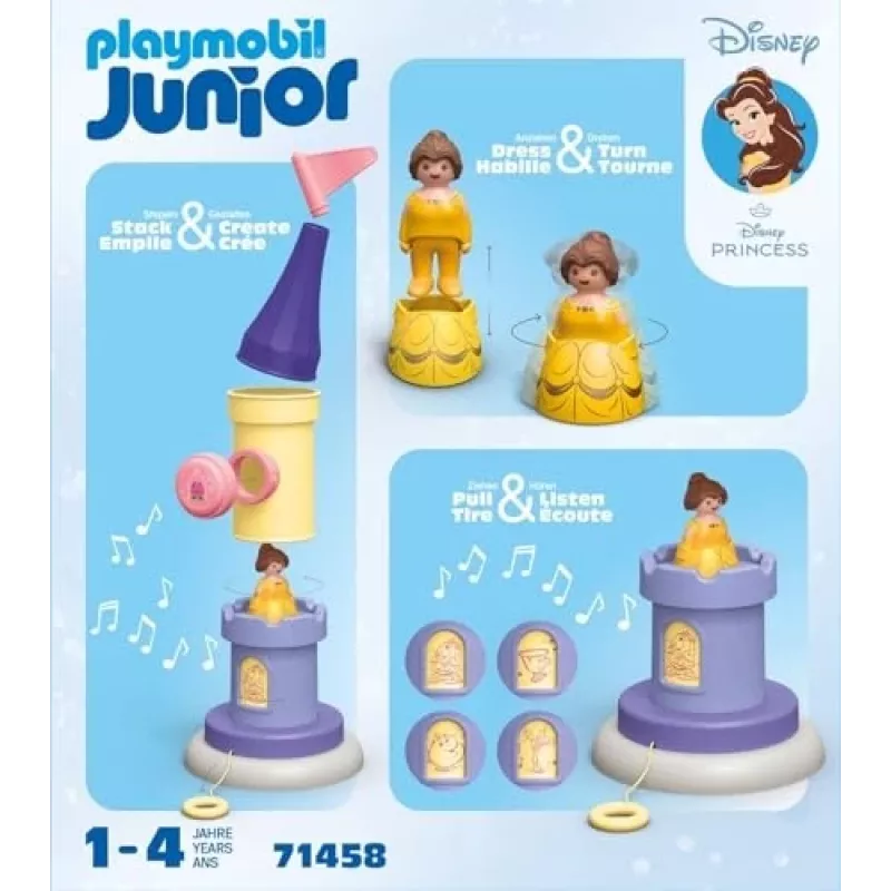PLAYMOBIL JUNIOR & Disney: Belles rotaļu tornis ar skaņu | Rotaļu komplekts maziem bērniem 1–3 gadi