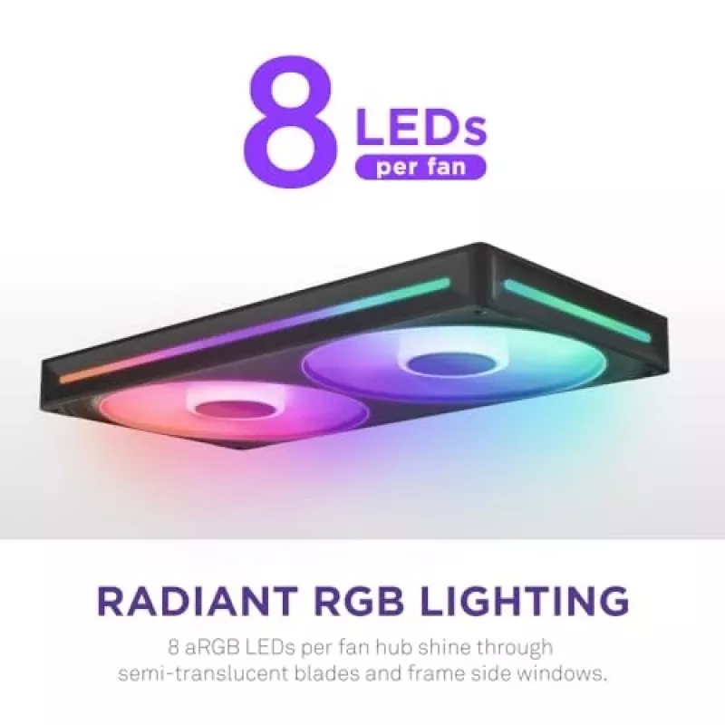 NZXT F280 RGB Core 140mm ARGB PWM 2-Pack Melns