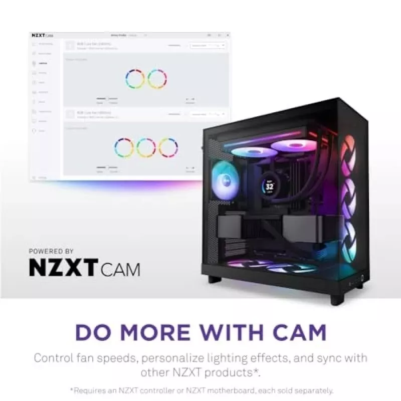 NZXT F280 RGB Core 140mm ARGB PWM 2-Pack Melns